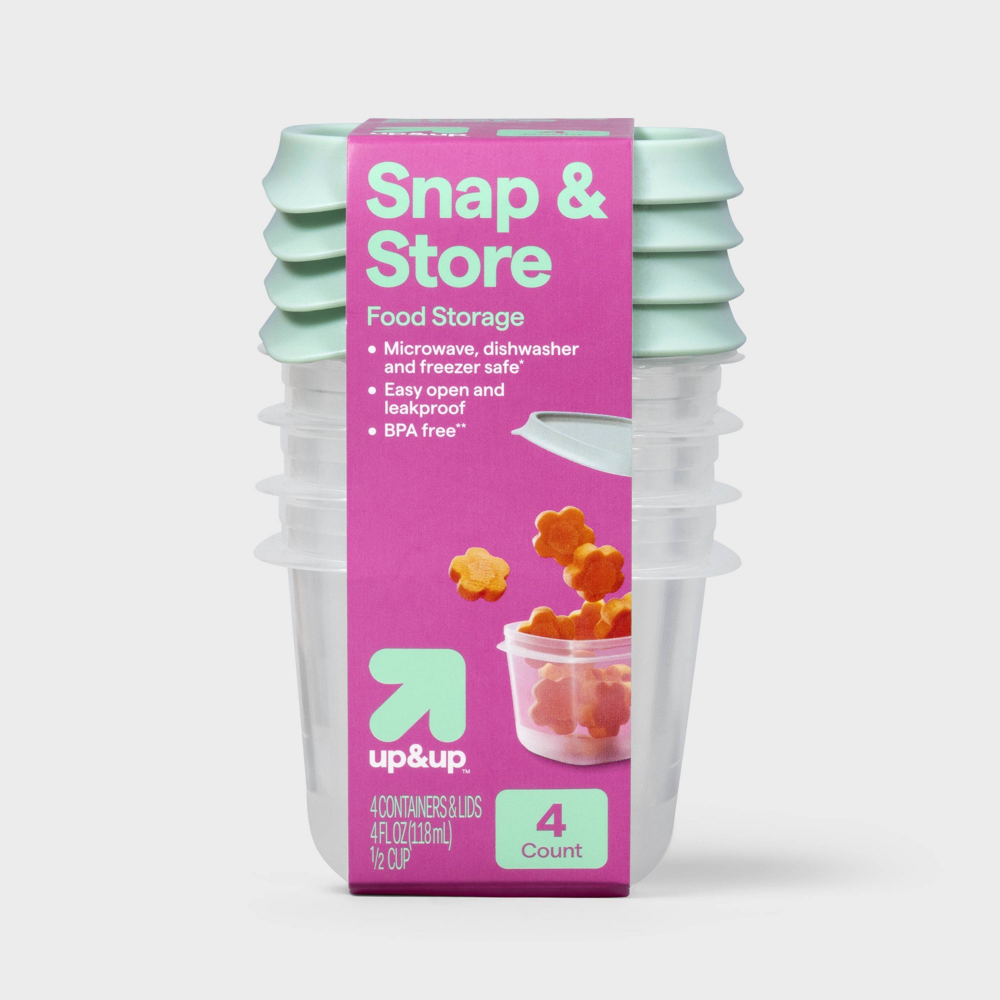 Food Prep Snacks - 4ct Mini Square Half Cup Food