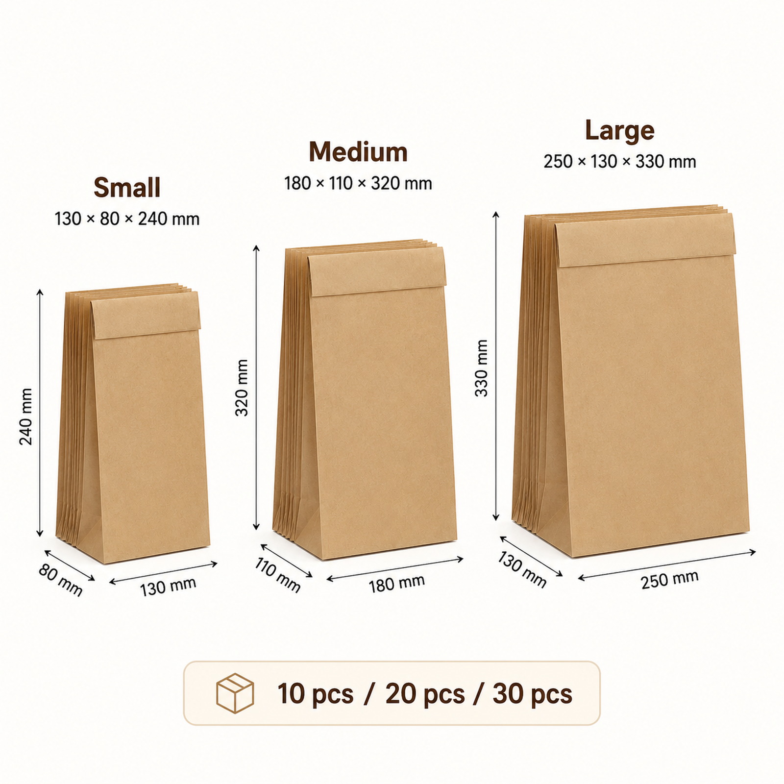 10-30Pcs Recyclable Brown Kraf - Food Day Snacks recension och pris