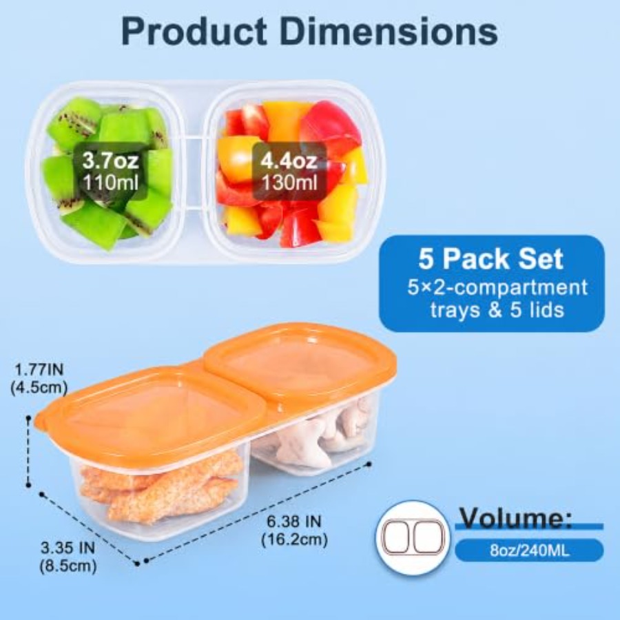 5-Pack Reusable Snack Containe - Food Prep Snacks recension och pris
