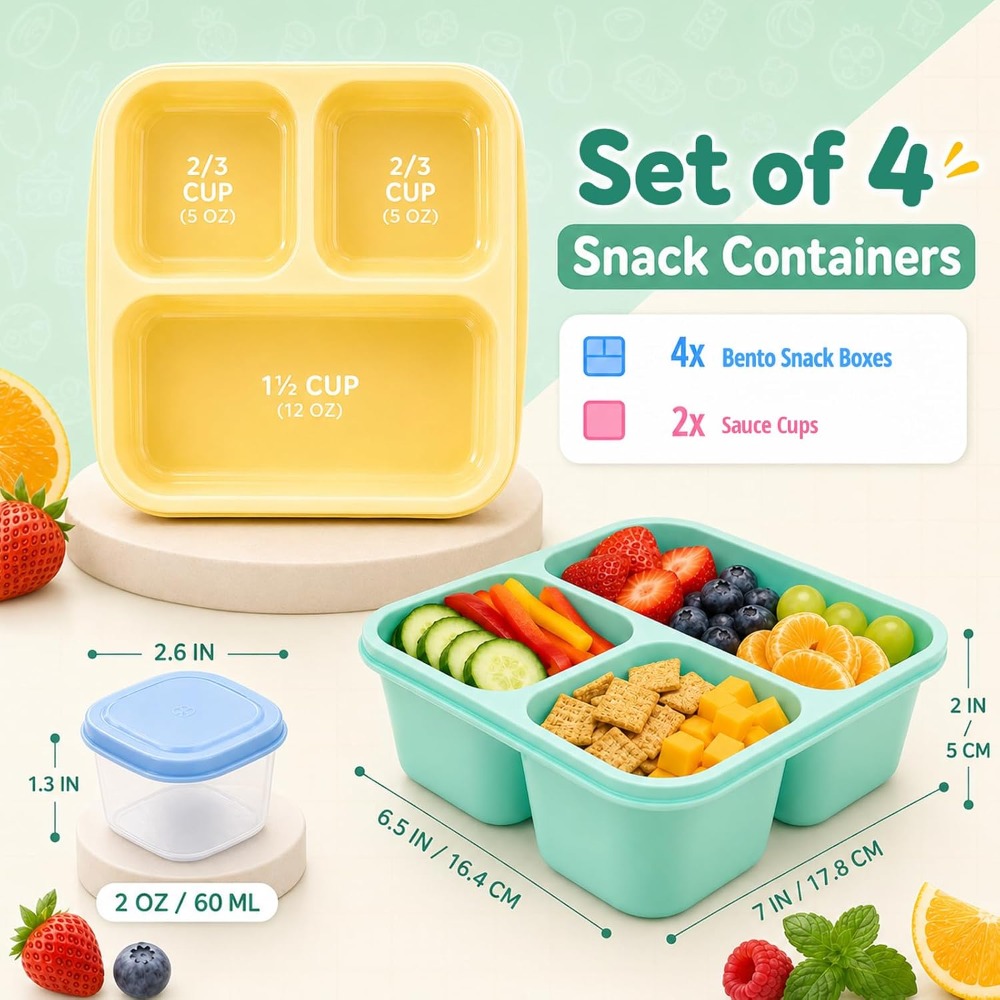 3 Compartment Bento Box Snack  - Food Prep Snacks recension och pris