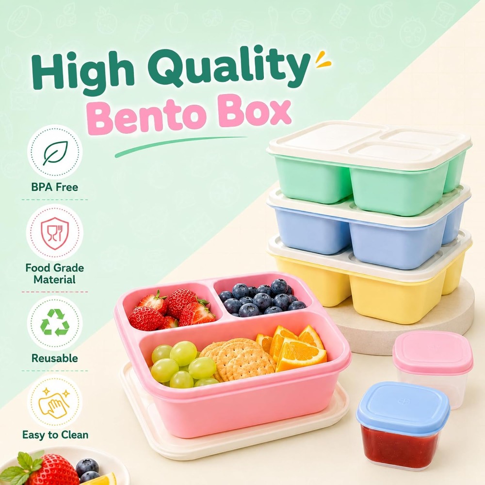3 Compartment Bento Box Snack  - Food Prep Snacks recension och pris