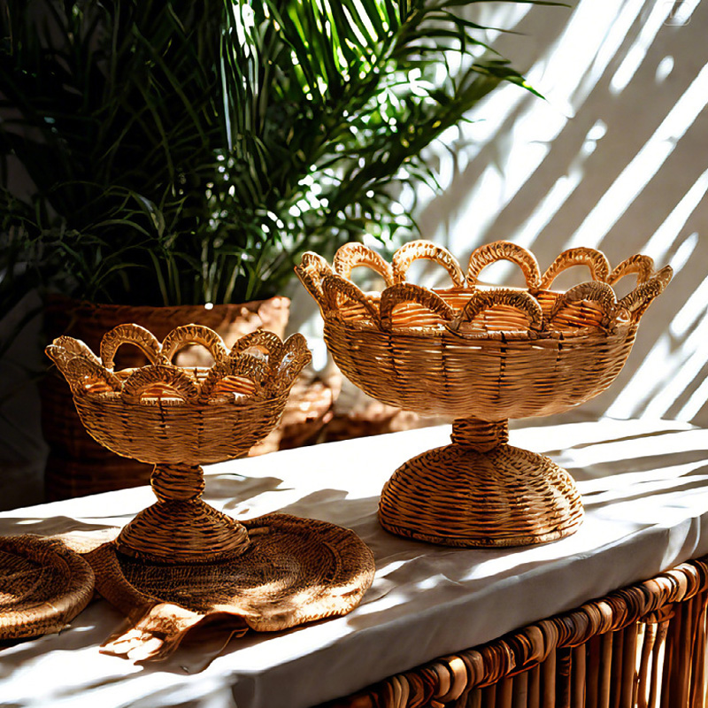 Rattan Pedestal Fruit Bowl Hig - Food Snacks With Fiber recension och pris
